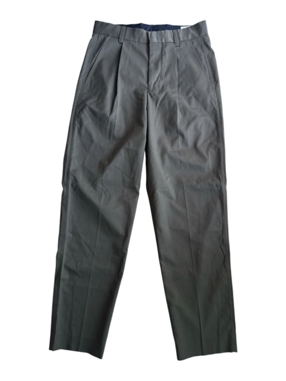 Another Aspect 1.0 Mens Pleated Wool Trousers Grey Green Tapered Sz 46 Italy
